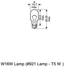 921 OSRAM Лампа вспомогат. освещения w16w 12v 16w w2,1x9,5d (пр-во osram)