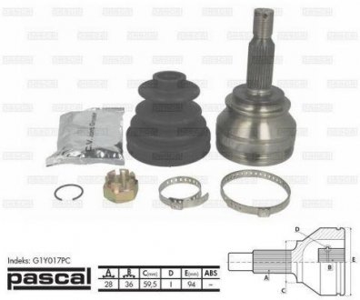 ШРУС приводной компл. PASCAL G1Y017PC
