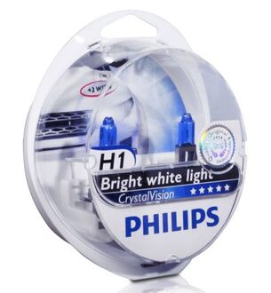 48971528 PHILIPS Автомобильная лампа: 12 [В] (к-кт 2шт) H1 Cristal Vision + 2x W5W 55W цоколь P14,5s