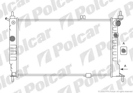550708A5 Polcar Радиатор Opel Astra F 1.4-2.0 09.91-01.05