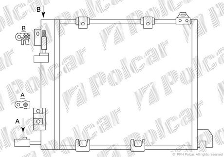 5508K8C2S Polcar Радиатор кондиціонера (с осушувачем) Opel Astra G, Astra G Classic, Astra G Classic Caravan, Zafira A 1.7D/2.0D/2.2D 02.98-12.09