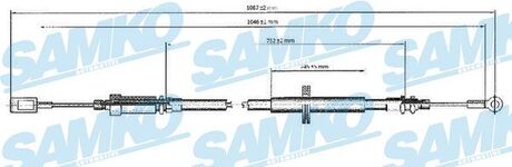 Трос ручного гальма.r. CI/FI/PE przуd 1078/761 SAMKO C0173B