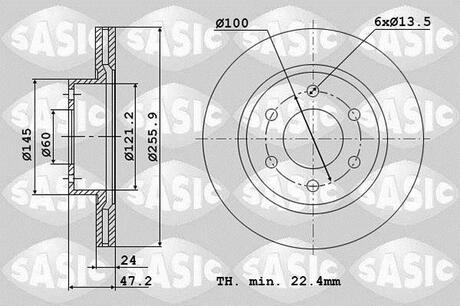 6106110 SASIC Диск тормозной DAEWOO NUBIRA передн. (компл. 2 шт.) (вир-во SASIC)