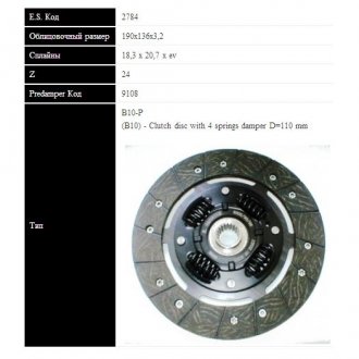 2784 ST Sassone SASSONE VW Диск сцепления GOLF,POLO 1.0-1.3 (190мм, 4 пружины)