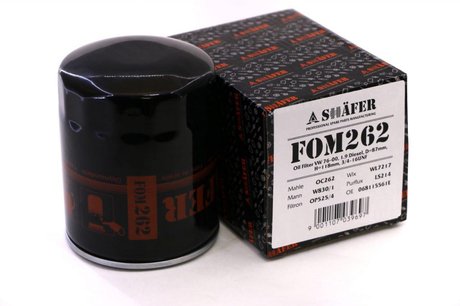 FOM262 SHAFER Фильтр масляный VW 76-00, 1.9 Diesel, D=87mm, H=118mm, 3/4-16UNF