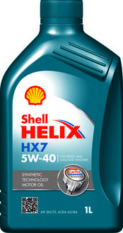 550040330 SHELL SHELL 1л Масло синт. Helix HX7 5W-40 API SN/CF, ACEA A3/B3, A3/B4, JASO SG+, MB Approval 229.3, VW 502.00/505.00, Renault: RN0700, RN0710