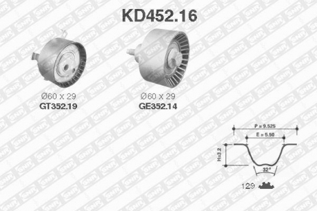 KD452.16 SNR NTN Ремонтний комплект для заміни паса газорозподільчого механізму