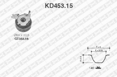 KD453.15 SNR NTN Комплект ременя ГРМ (Шківи, Ремень)