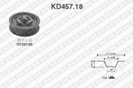 KD457.18 SNR NTN К-кт ГРМ (пасок + ролик) VAG 2,0 90-95 /124x 18/