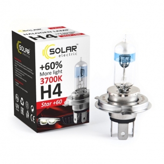 1234 Solar Галогеновая лампа Solar H4 12V 60/55W P43t-38 Starlight +60% (1234)