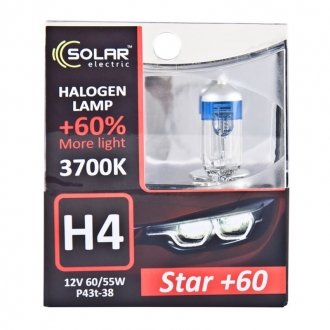 1234S2 Solar Галогеновая лампа Solar H4 12V 60/55W P43t-38 Starlight +60% (1234S2)