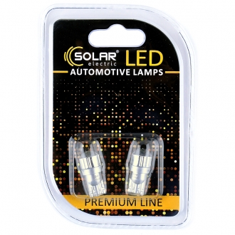 SL1343 Solar Светодиодные LED автолампы SOLAR Premium Line 12V T10 W2.1x9.5d 2Cree XBD 120lm white блистер 2шт (SL1343)