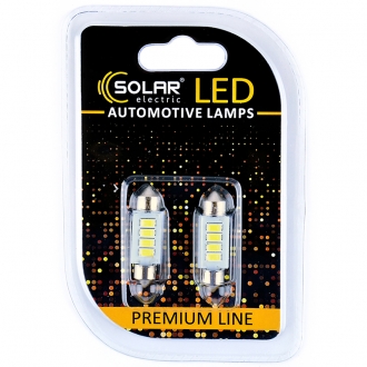 SL1352 Solar Светодиодные LED автолампы SOLAR Premium Line 12V SV8.5 T11x36 4SMD 5730 white блистер 2шт (SL1352)