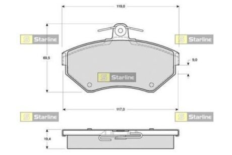 BDS297 STARLINE Колодки тормозные дисковые, к-т.