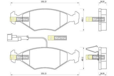 BDS336 STARLINE Колодки тормозные дисковые, к-т.