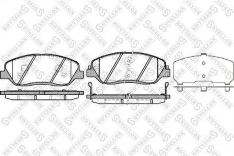 001092BSX STELLOX Тормозные колодки дисковые передние (с пластинами) 581012BA00, 581012BA10, 581012PA00, 581012WA00, 581012WA70, 581012WA90, 581014DU00, 581012JA11, 581012PA70, 48130341A0, 58101-3MA00, 58101-3MA20, 481