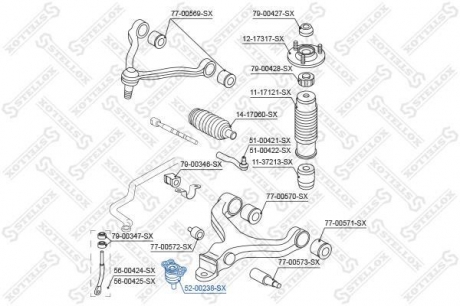 52-00238-SX STELLOX Опора шаровая SsangYong