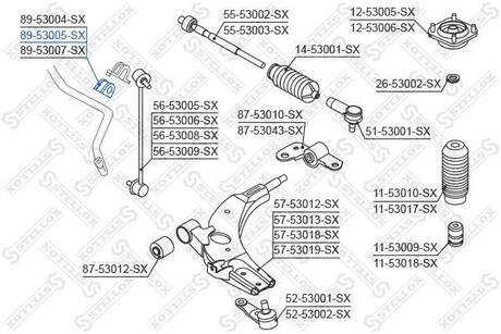 89-53005-SX STELLOX Втулка стабилизатора переднего 8953005SX / KIA Carens 00-02