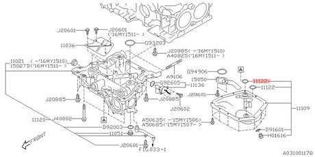 11122AA350 SUBARU Кольцо уплотнительное