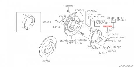 26265AA060 SUBARU Пружинка тормозных колодок