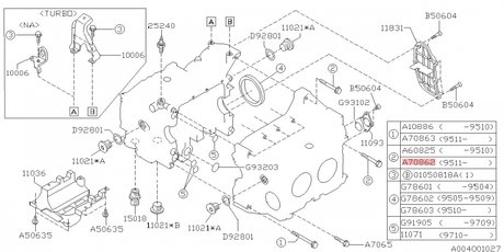 800708620 SUBARU Болт крепления