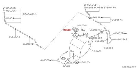 86615AA060 SUBARU Крышка бачка омывателя лобового стекла