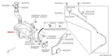 86631SC000 SUBARU ** Tank Waschanlage vo.R