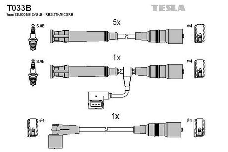 T033B TESLA Комплект высоковольтных проводов