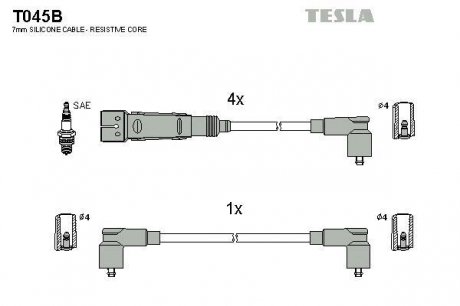 T045B TESLA Комплект высоковольтных проводов