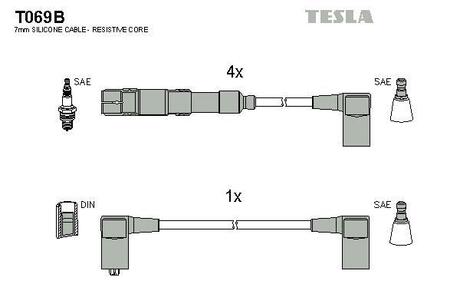 T069B TESLA Дроти запалення, набір