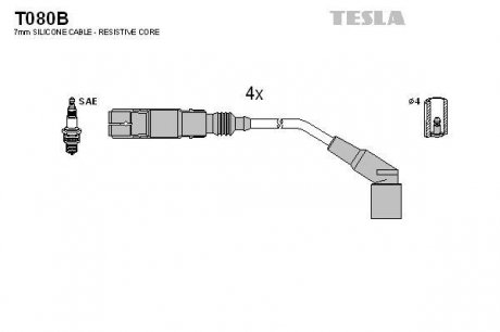 T080B TESLA Провода зажигания, комплект