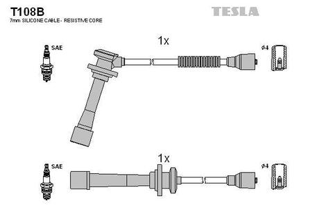 T108B TESLA Комплект высоковольтных проводов