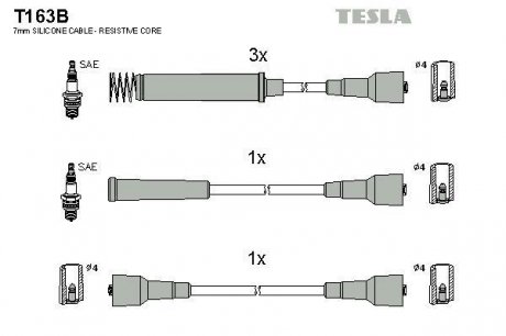 T163B TESLA Провода в/в Opel Omega 1,8/2,0 штирева кришка