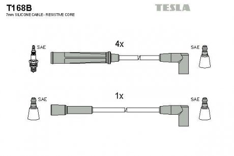 T168B TESLA Провода зажигания, комплект