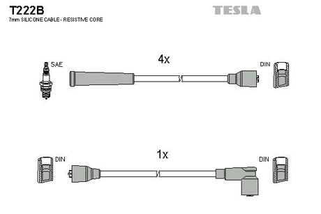 T222B TESLA Дроти запалення, набір