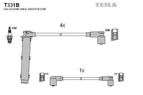 T331B TESLA Комплект высоковольтных проводов