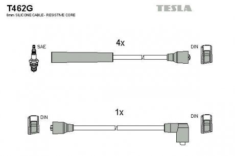 T462G TESLA Провода зажигания, комплект