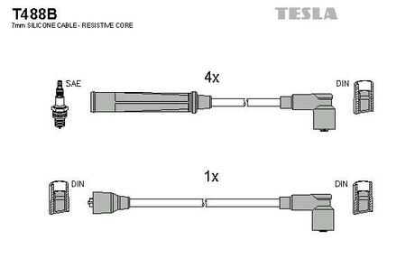 T488B TESLA Дроти запалення, набір