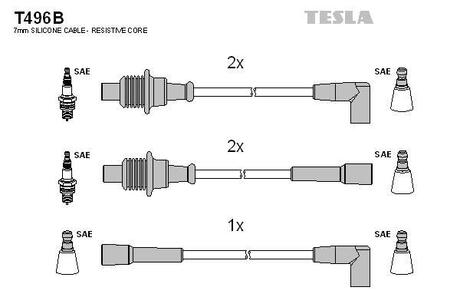 T496B TESLA Дроти запалення, набір