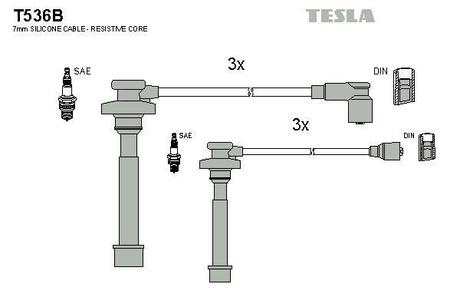 T536B TESLA Комплект высоковольтных проводов