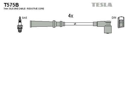 T575B TESLA Комплект высоковольтных проводов