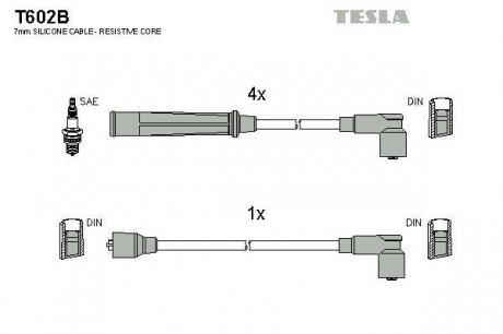 T602B TESLA Комплект высоковольтных проводов
