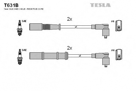 T631B TESLA В/в провода Fiat Punto1.2/1.4 05-