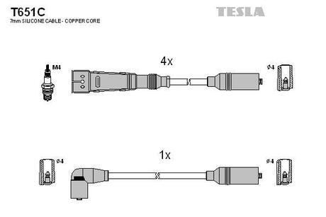 T651C TESLA Дроти запалення, набір