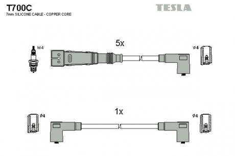 T700C TESLA Провода зажигания, комплект