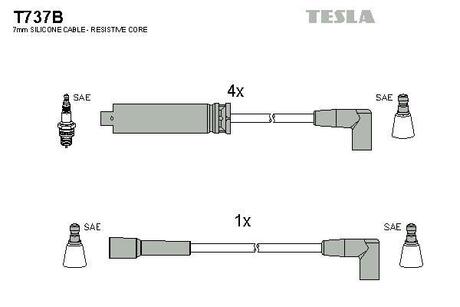 T737B TESLA Дроти запалення, набір