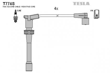 T774S TESLA Провод высоковольтный ВАЗ 2110-12 инж. 16 кл. дв. 1,5, к-т, силикон