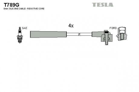 T789G TESLA Провода зажигания, комплект