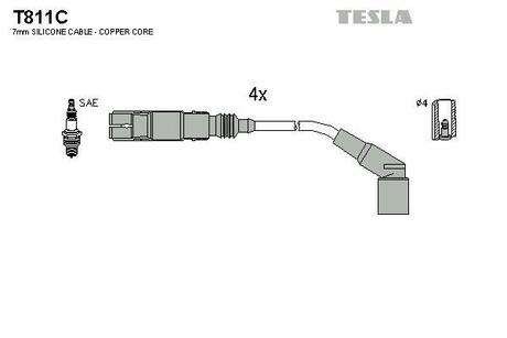 T811C TESLA Комплект высоковольтных проводов