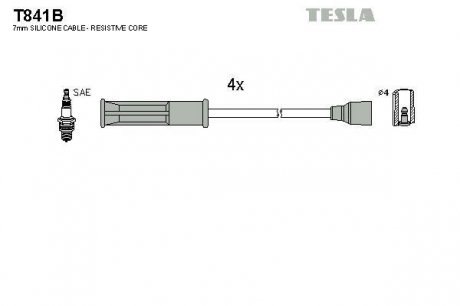 T841B TESLA Провода зажигания, комплект